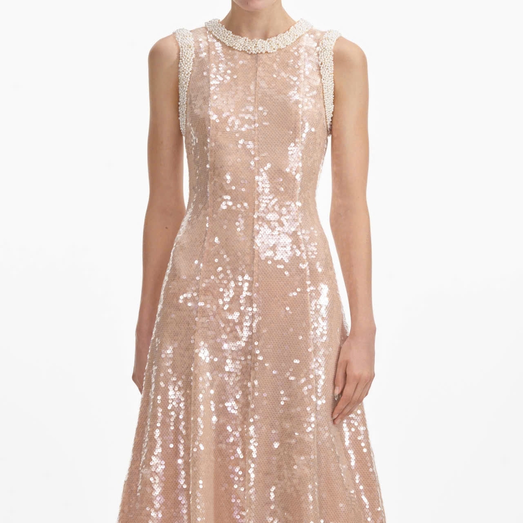 Váy MIDI viền ngọc trai sequin