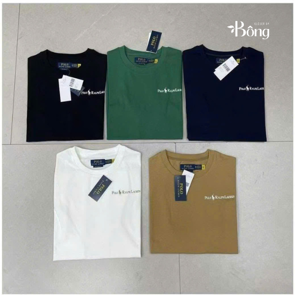 Tshirt nam Polo RL cổ tròn logo trắng 3 màu