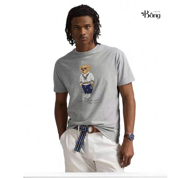 T shirt polo cổ tròn logo gấu 2 màu