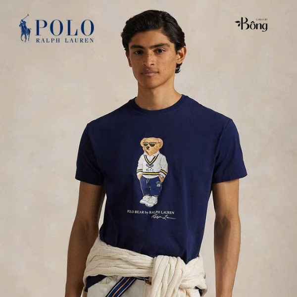 T shirt polo cổ tròn logo gấu 2 màu