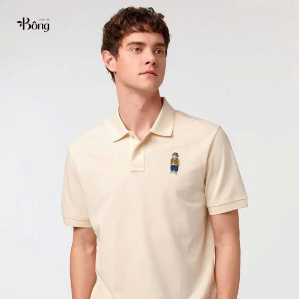 Áo Polo nam Hazzys cổ bẻ thêu gấu