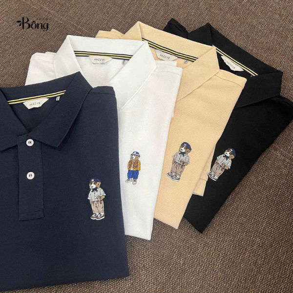 Áo Polo nam Hazzys cổ bẻ thêu gấu