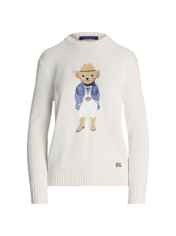Áo Polo RL gấu mũ nâu 2 màu 100% cashmere