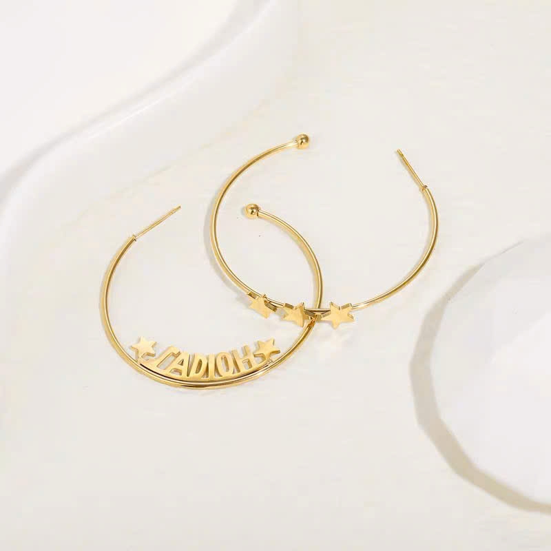 Khuyên tai DIOR vòng  tròn màu đồng kèm logo