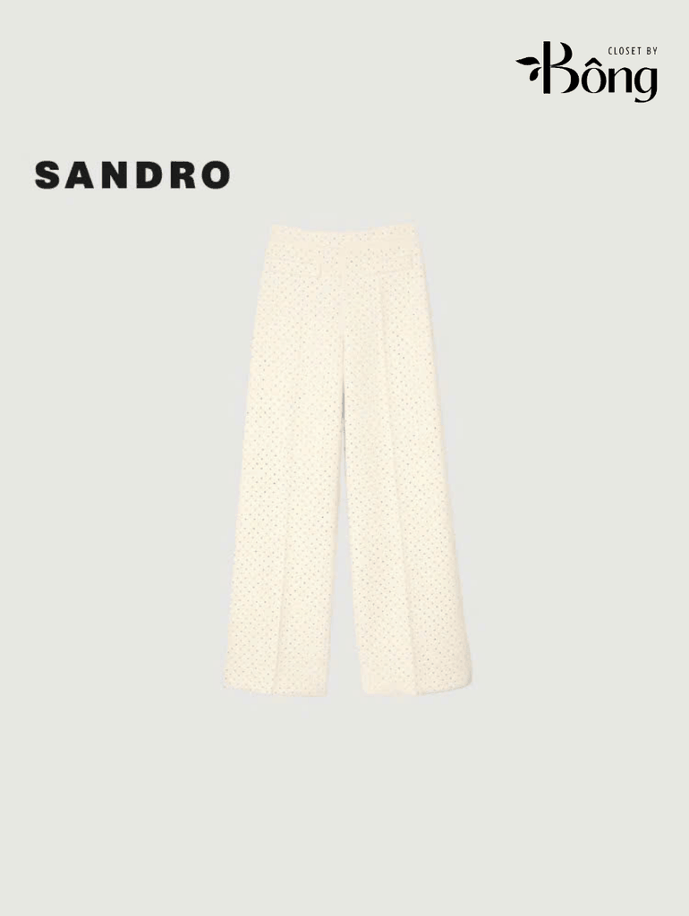 Quần suông Sandro bling màu kem (tách set)