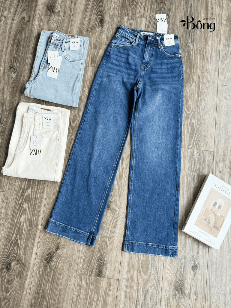 Quần denim Zara dáng suông 3 màu