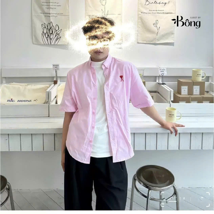 Sơ mi nam AMI ngắn tay cổ đức 5 màu