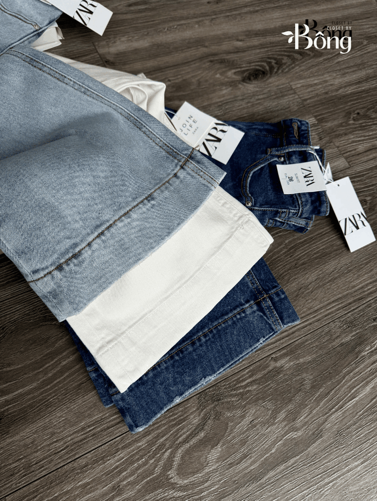 Quần denim Zara dáng suông 3 màu