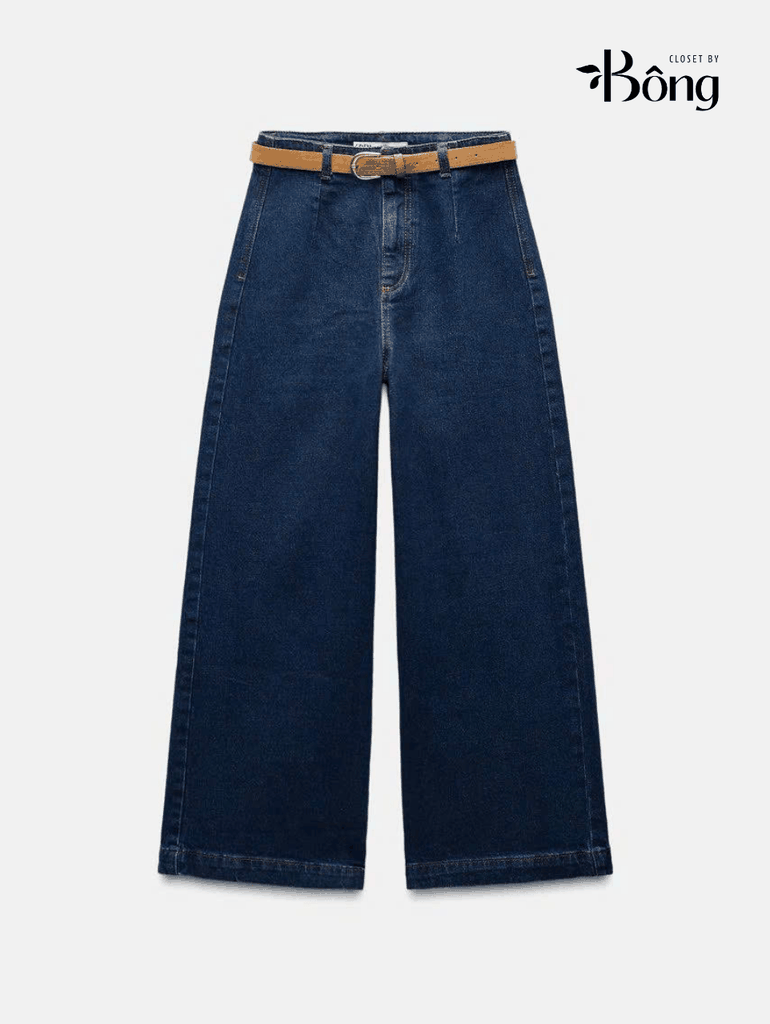 Quần Zara denim dáng suông kèm belt 2 màu