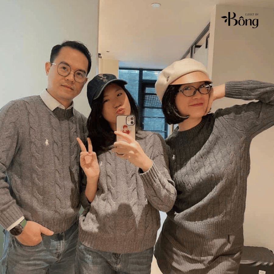Áo len Polo cổ tròn vặn thừng to 3 màu