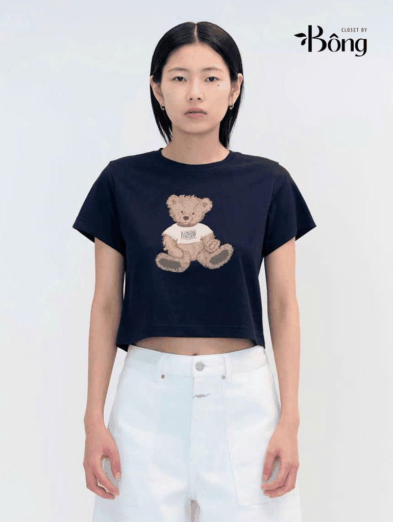 Tshirt croptop Marrithe 2 màu in gấu 2 màu