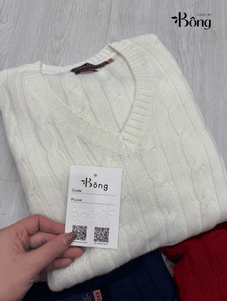 Áo len Polo Cổ V vặn thừng 5 màu