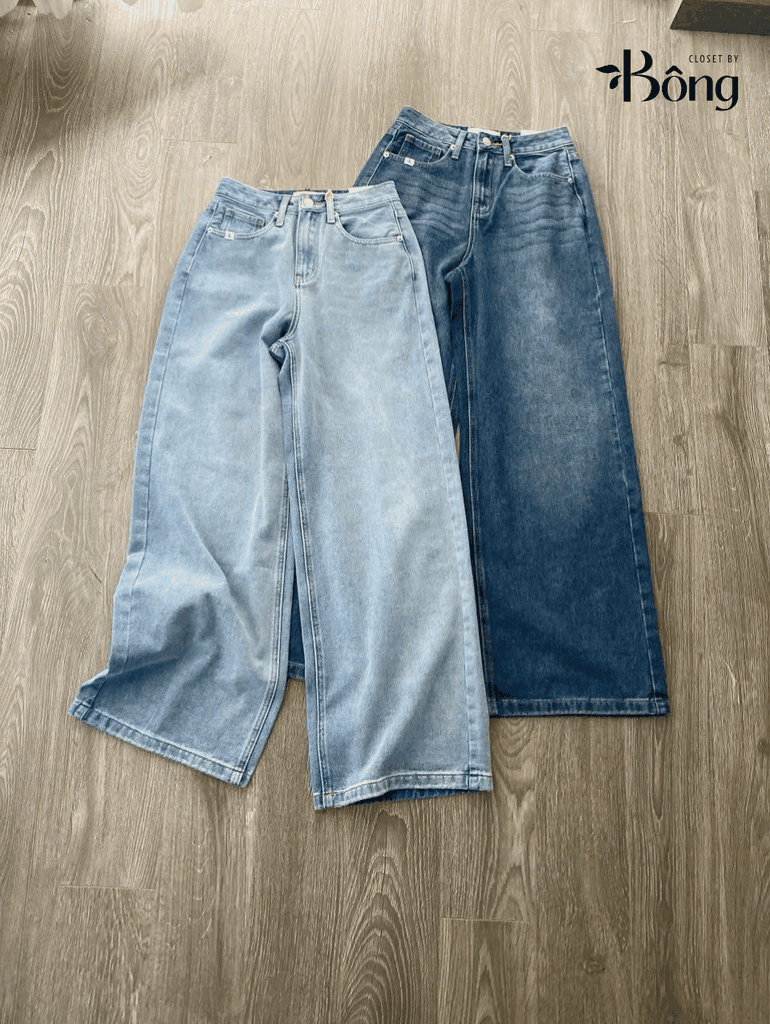 Quần denim CK dáng suông 2 màu