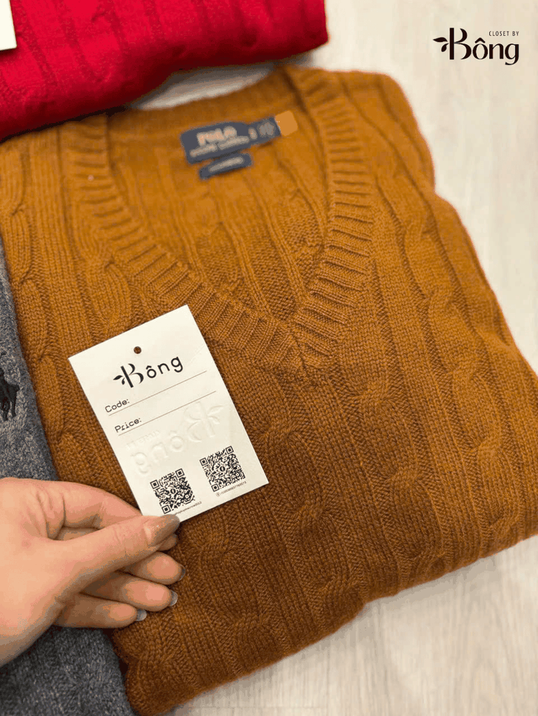 Áo len Polo Cổ V vặn thừng 5 màu