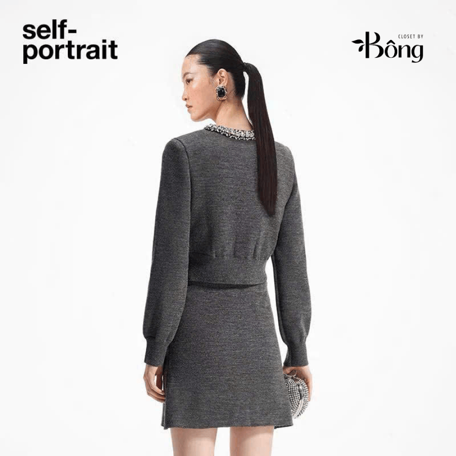 Áo CDG Sel-Portrait tàn cổ đá màu tàn (không tách set)