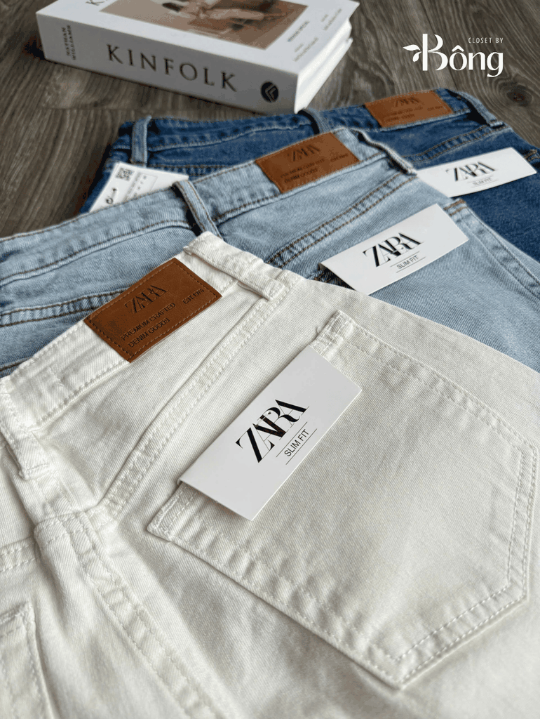 Quần denim Zara dáng suông 3 màu