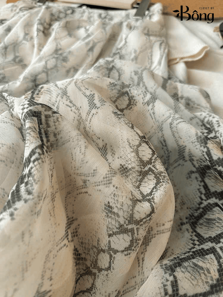 Chân váy midi lụa voan tơ Massimo Dutti