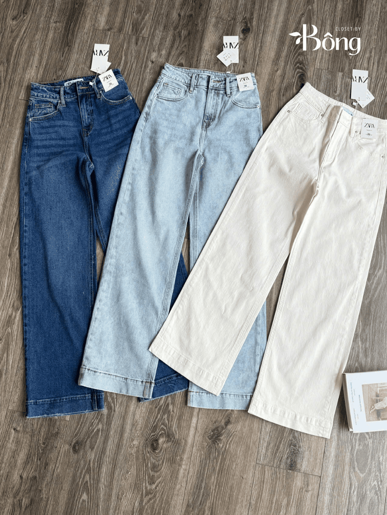 Quần denim Zara dáng suông 3 màu