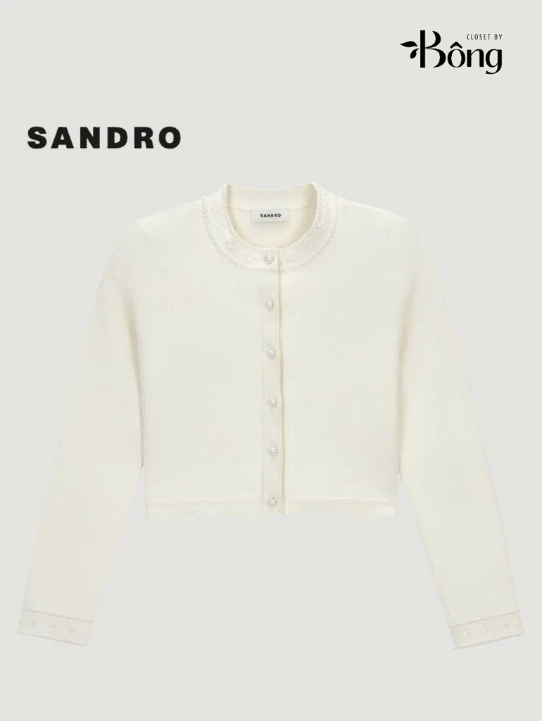 CDG Sandro dệt kim màu kem viền ngọc trai (2pcs)