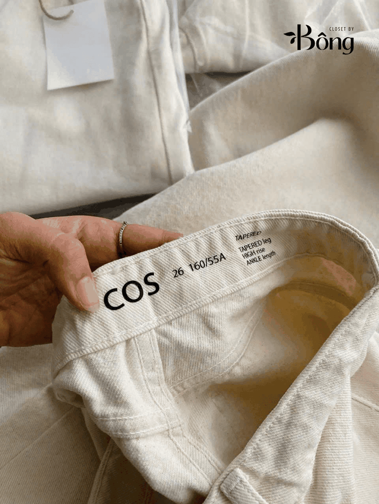 Quần denim COS suông màu kem