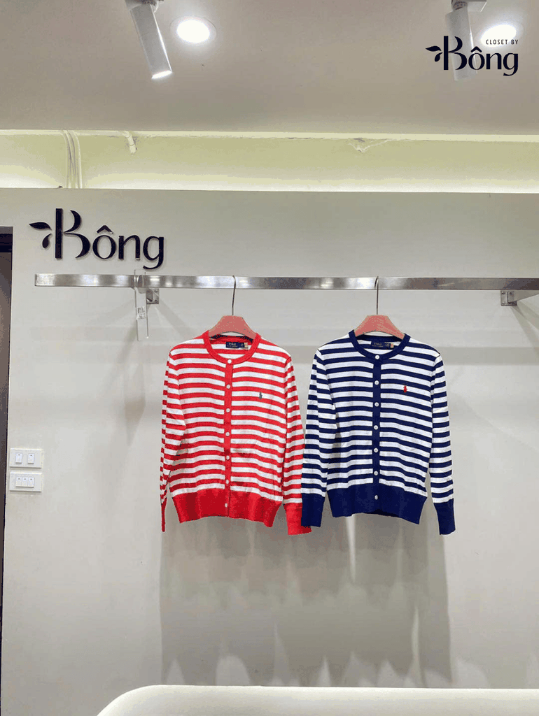 CDG Polo cổ tròn 2 màu kẻ ngang