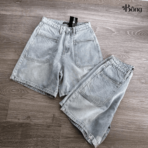 Short denim Massimo Dutti dáng lửng 2 túi trước