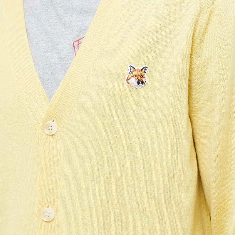 Cardigan Maison Kitsun trơn cổ V