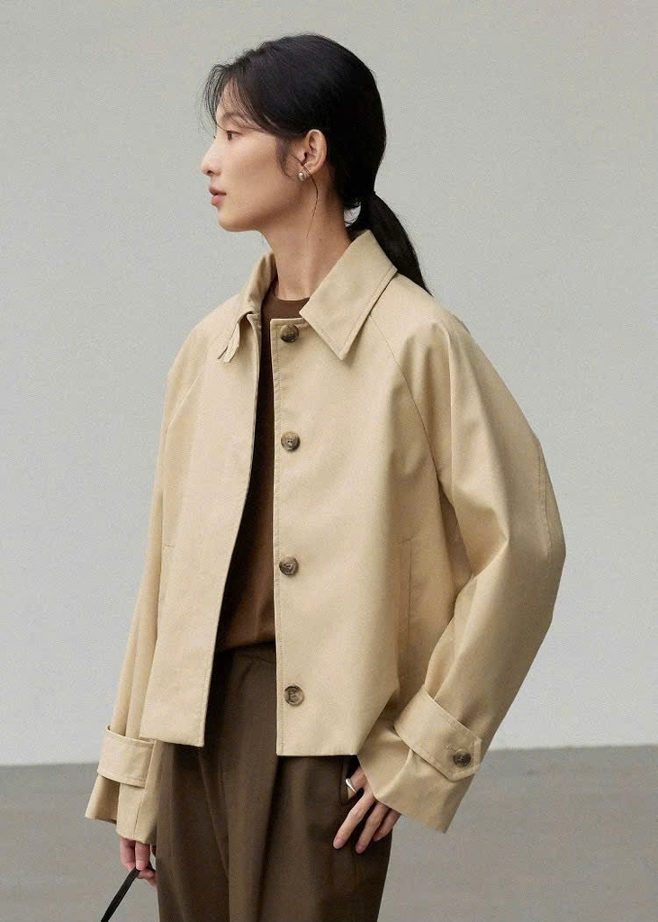 ÁO KHOÁC TRENCH COAT NGẮN OVERSIZED CÓ CẦU VAI