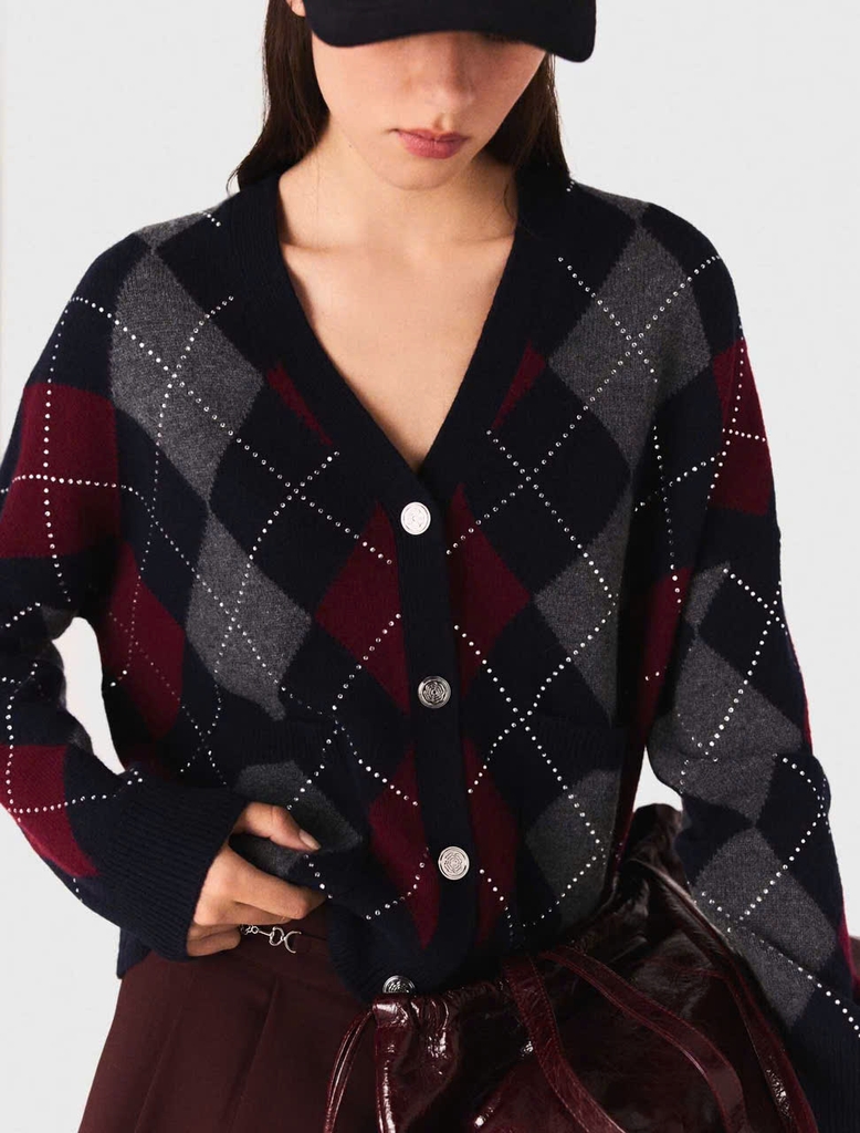 Áo khoác cardigan họa tiết argyle