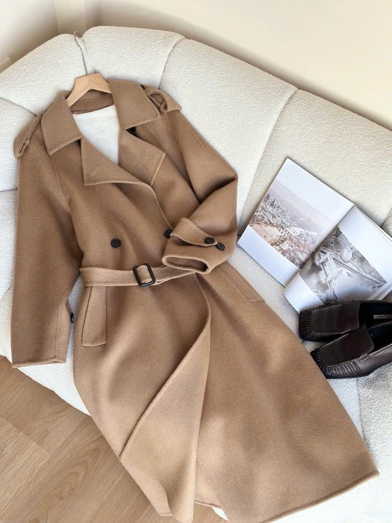 Trenchcoat Weekend MaxMara dáng suông màu beirge