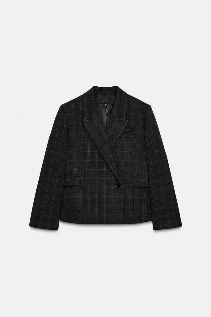 ÁO KHOÁC BLAZER CROPPED KẺ CARO OVERSIZE