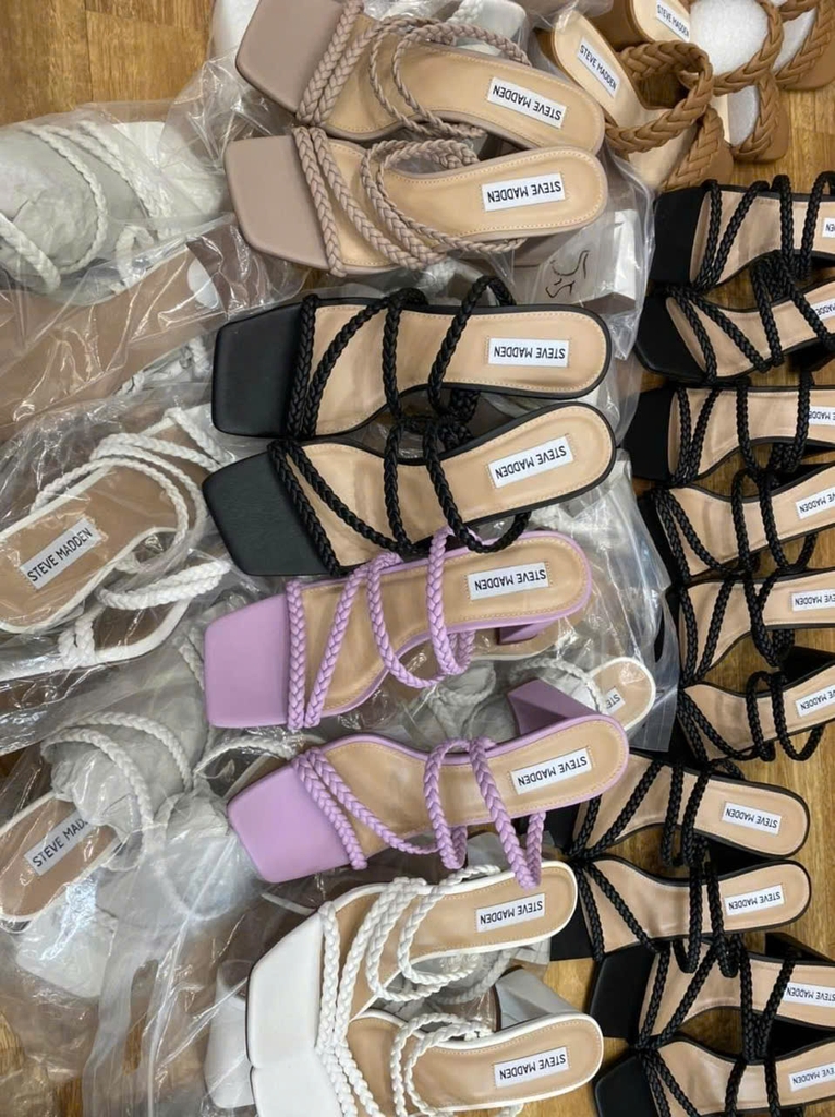 Guốc Steve Madden dây tết bản nhỏ 4 màu