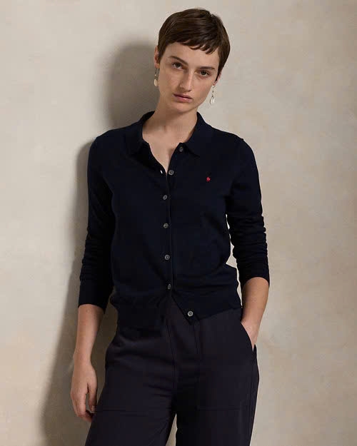 Áo khoác len Polo pha cotton