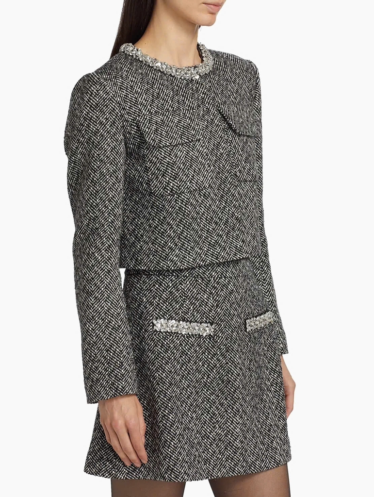Blazer đính họa tiết xương cá