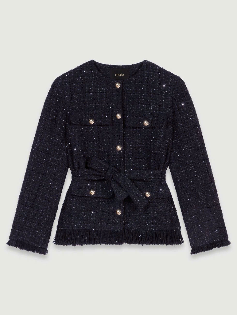 Áo khoác dạ tweed bling Maje