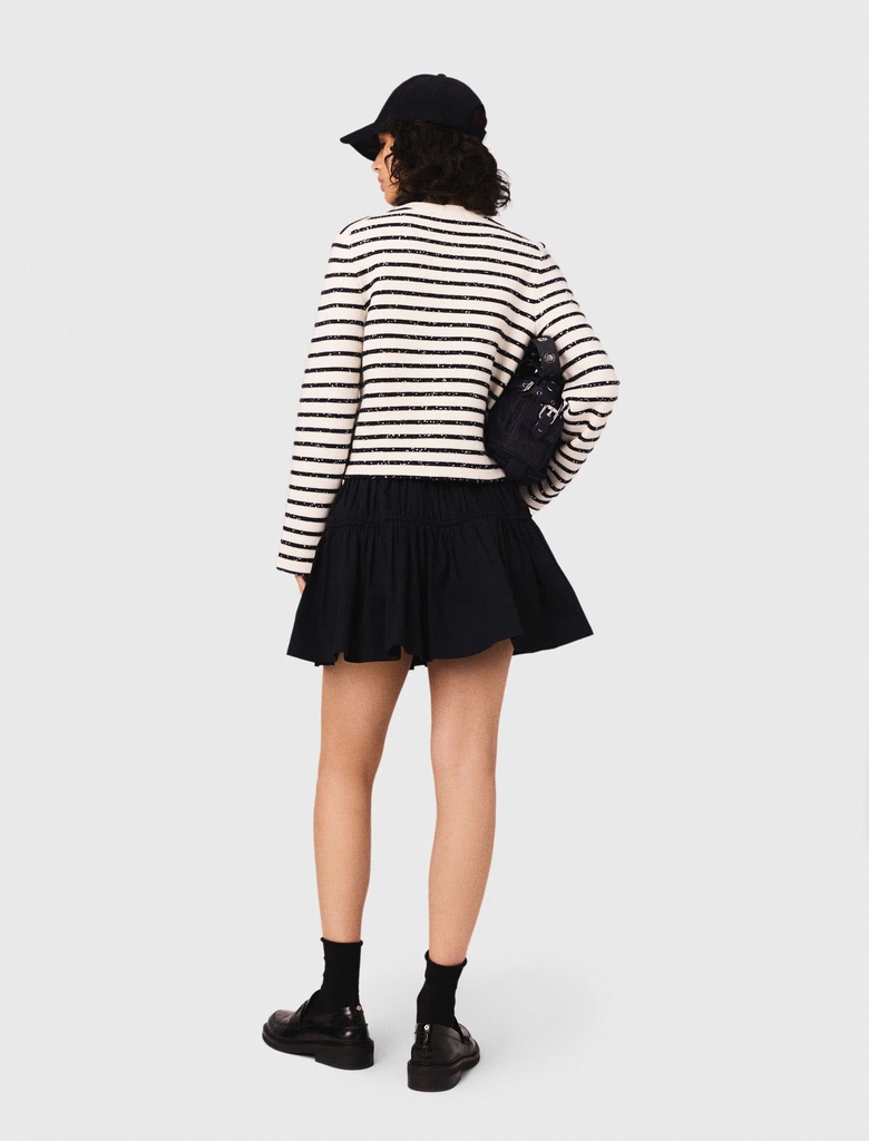 Áo cardigan Maje  kẻ ngang đen trắng bling