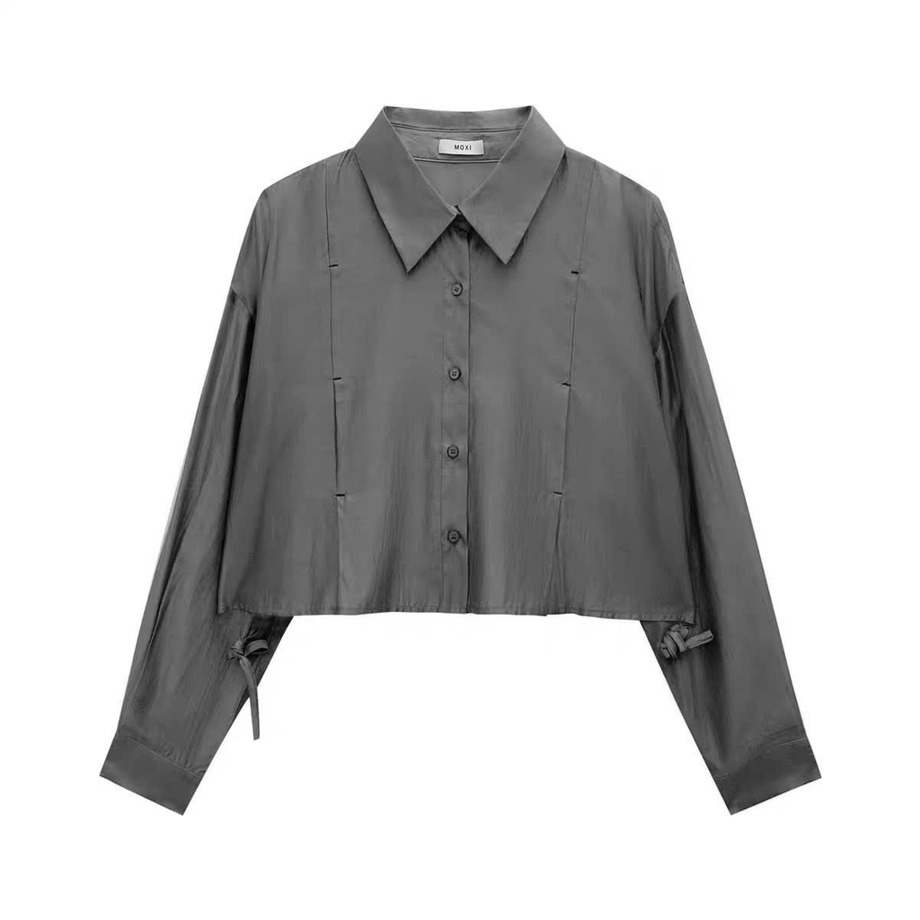 Sơ mi Hàn Quốc Moxi cổ đức dáng crop
