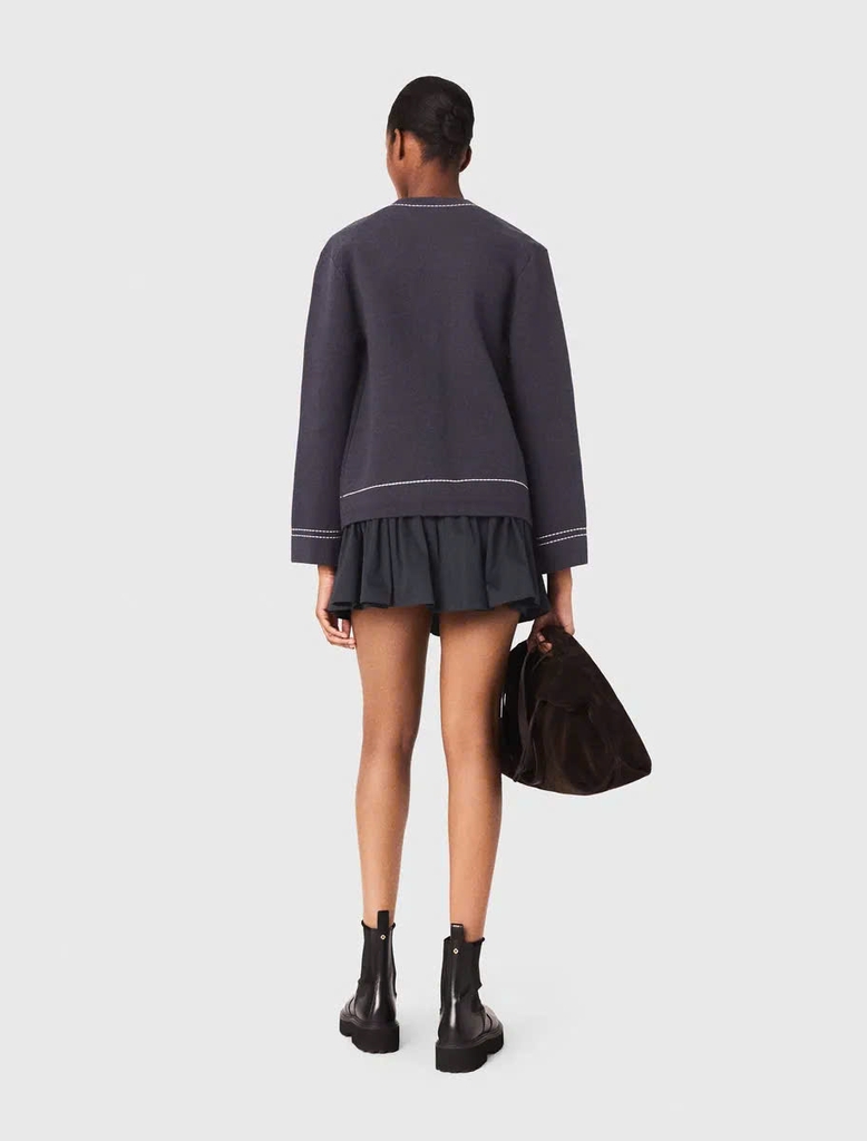 Áo cardigan dáng suông may viền