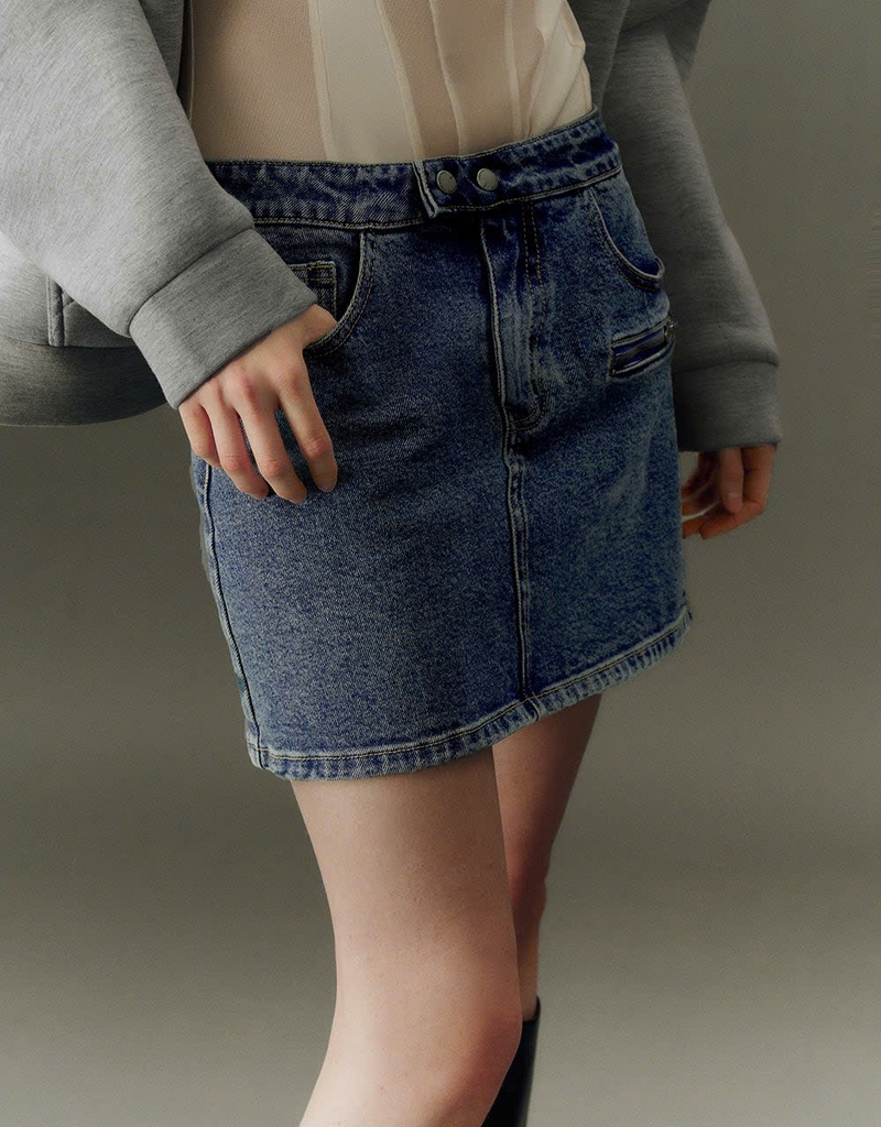 Váy denim thẳng mini