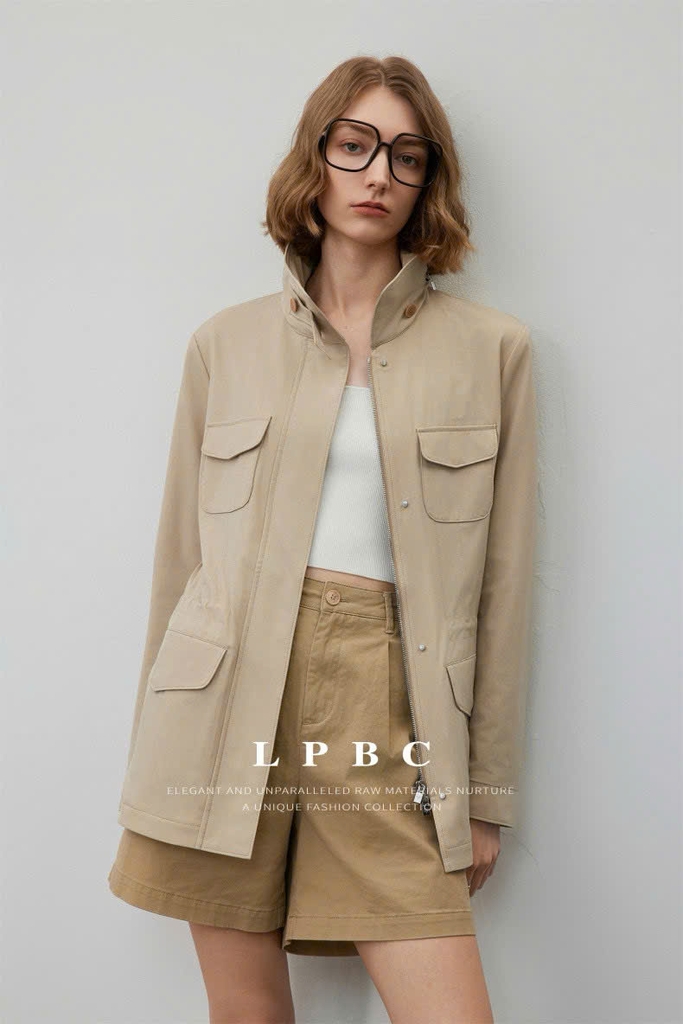 Jacket khaki LoroPiana 4 túi 2 màu tuồn auth