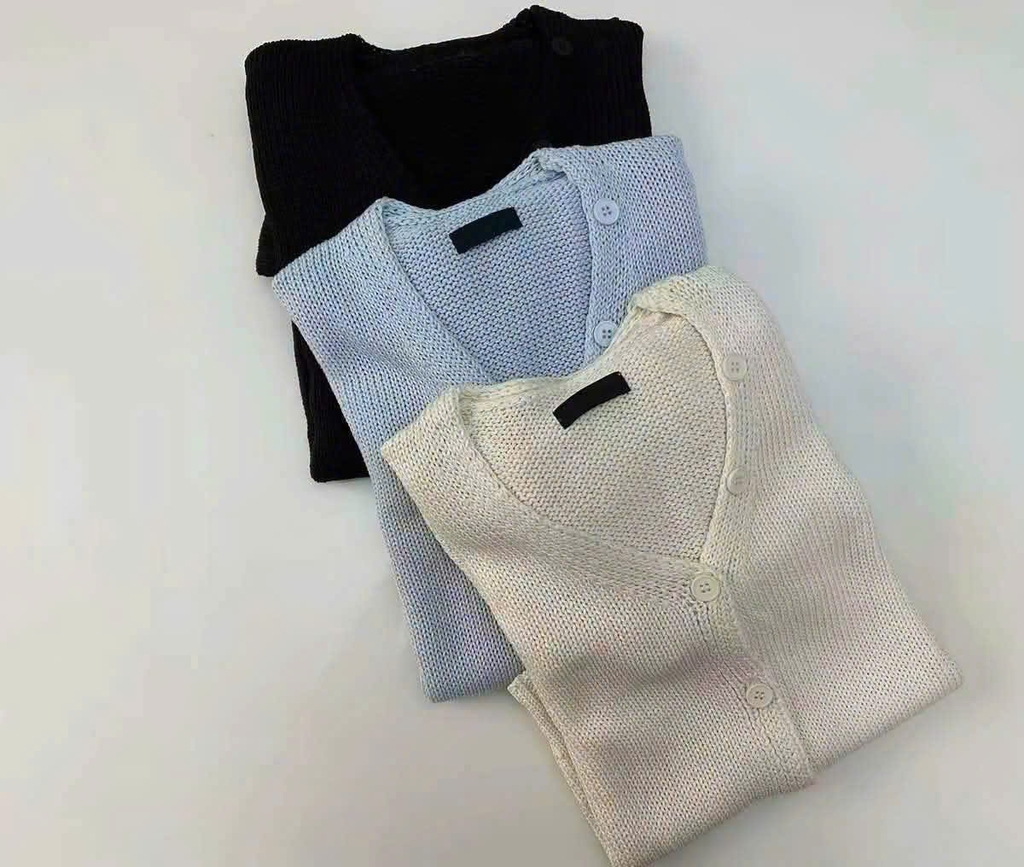 Áo Cardigan  Massimo Dutti Dệt Kim Mũi Thưa Cổ V