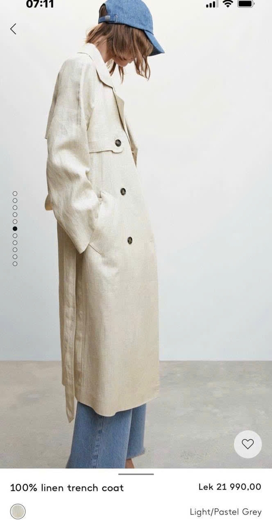 Áo trendcoat MNG khaki linen dáng dài