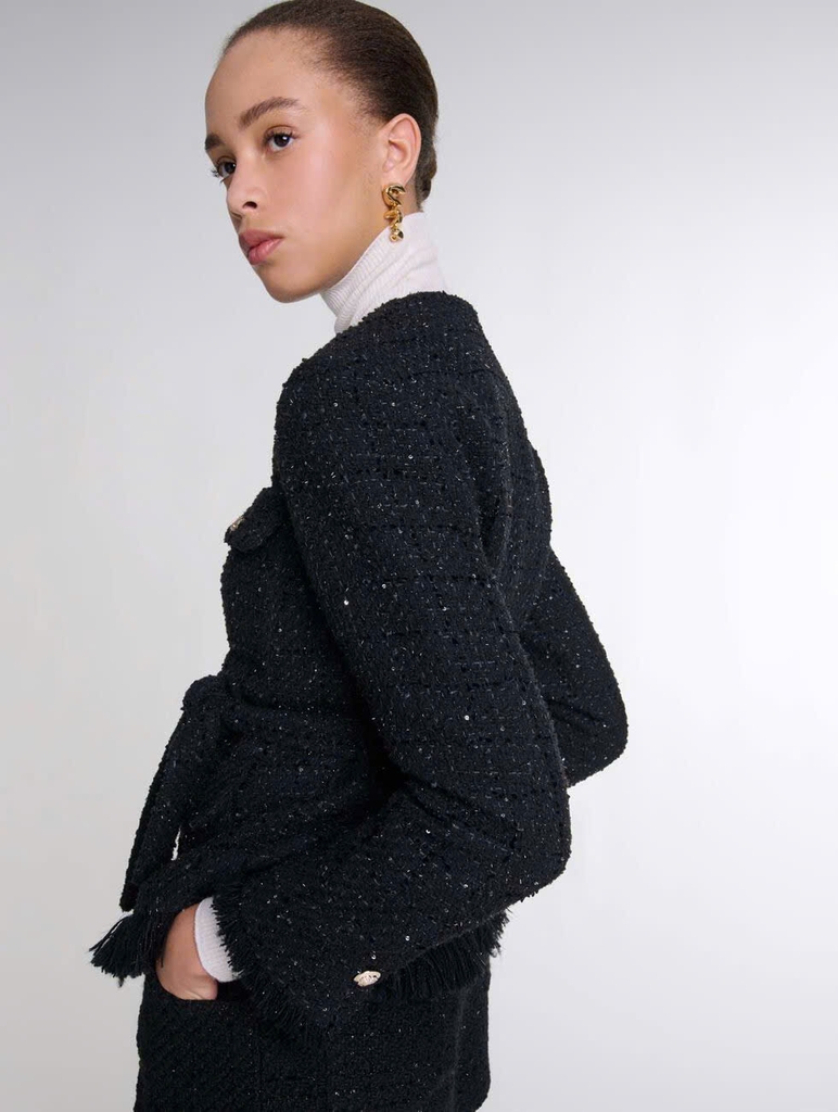 Áo khoác dạ tweed bling Maje