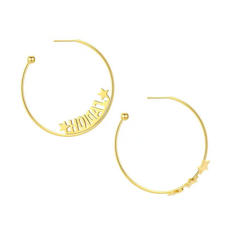 Khuyên tai DIOR vòng  tròn màu đồng kèm logo