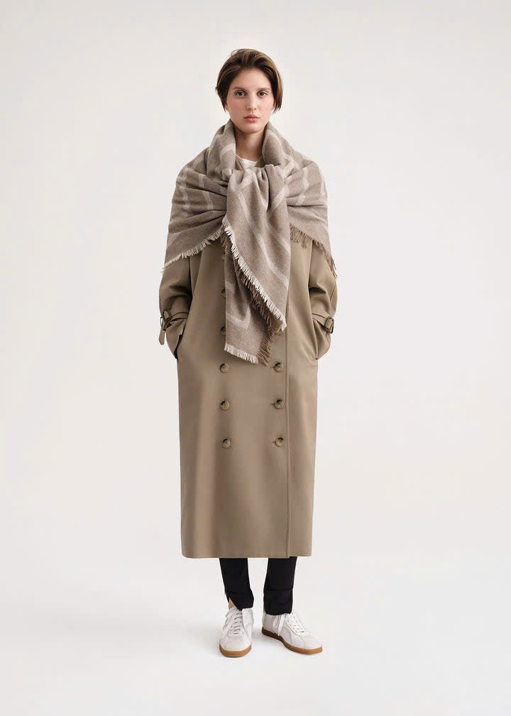 Khăn len cashmere họa tiết Monogram