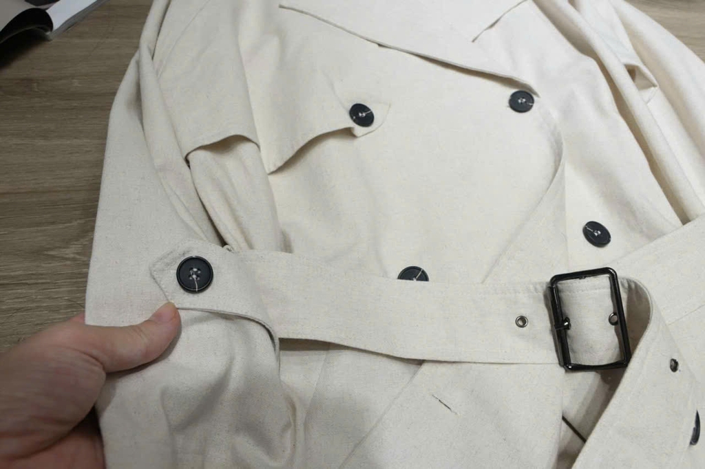 Áo trendcoat MNG khaki linen dáng dài