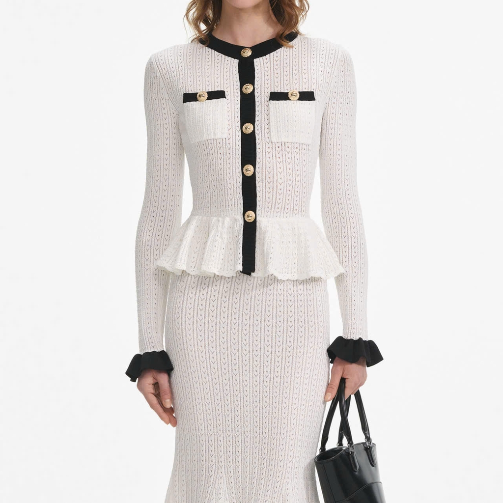 VÁY MIDI POINTELLE KNIT TƯƠNG PHẢN TRẮNG