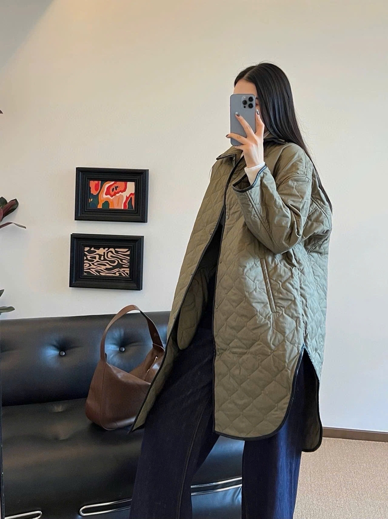 Áo phao trần bông TOTEME viền da