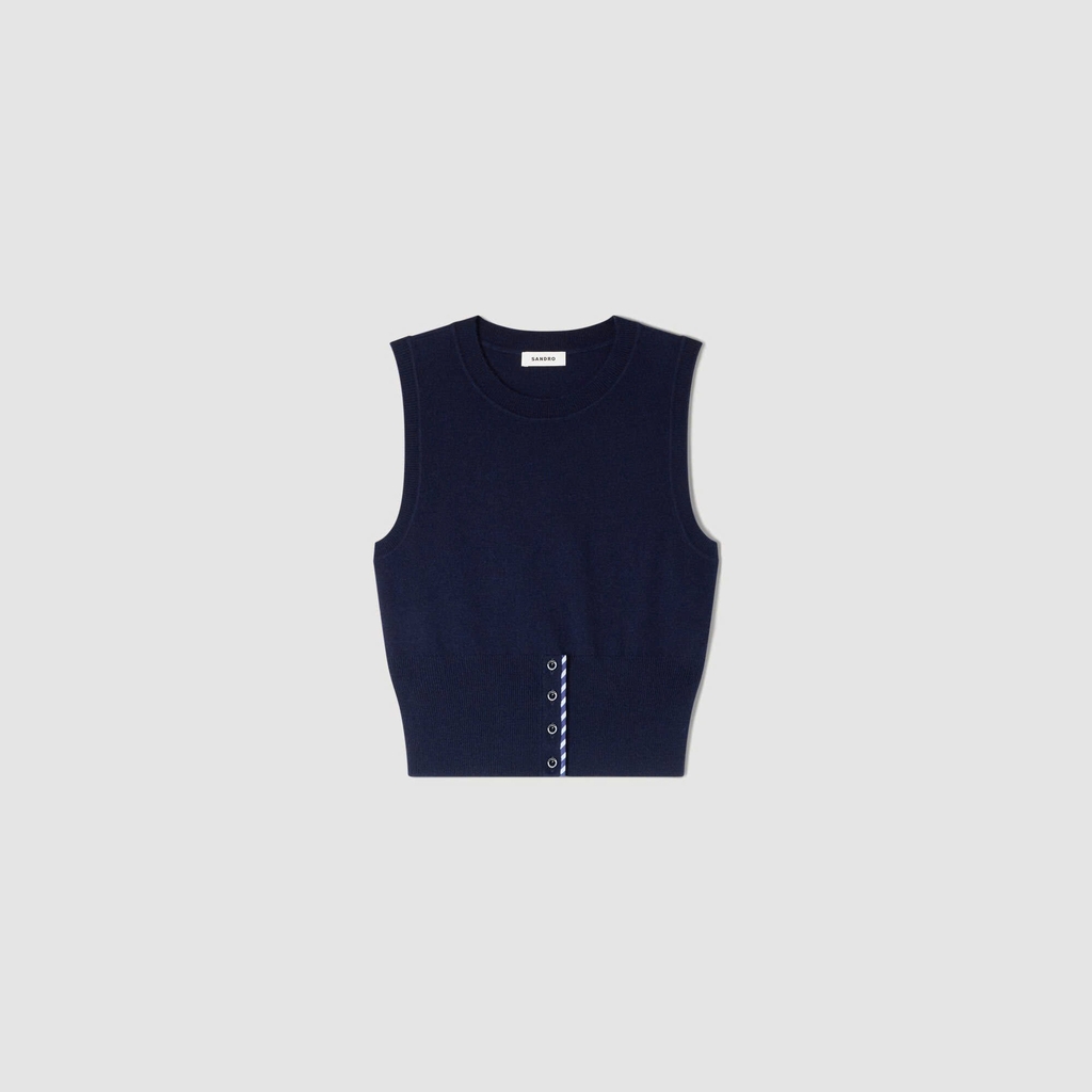 ÁO LEN CASHMERE NGẮN TAY KẺ SỌC