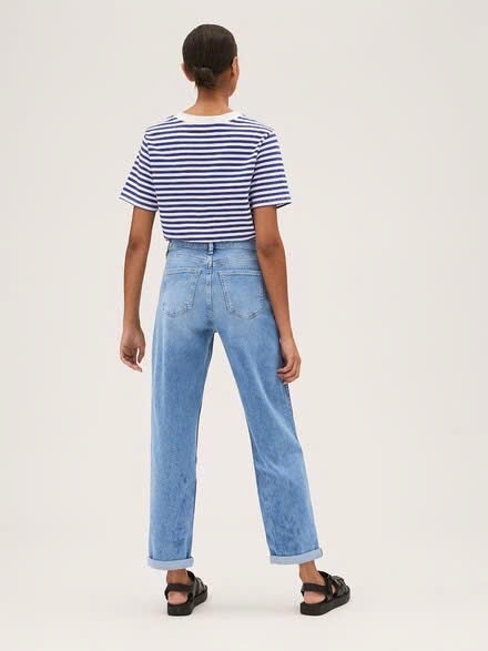Quần jean dáng baggy Rauph Lauren xanh viền sọc đen